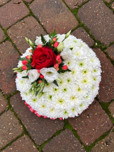 Posy Pad Based in White Chrysanthemums