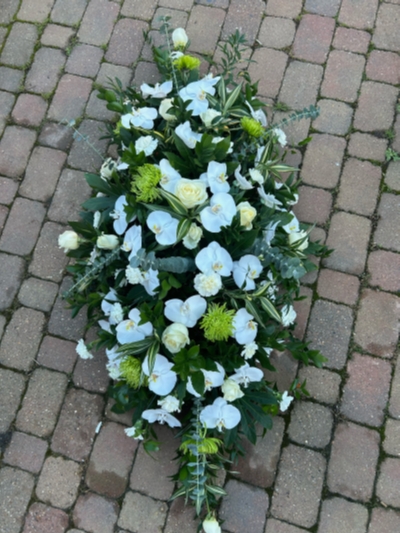 Beautiful 5ft White Orchid Coffin Spray