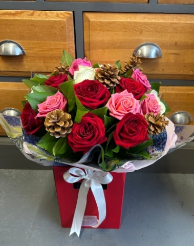 A Beautiful Christmasy Bouquet of Roses