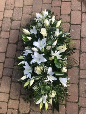 White Lilly Casket Spray